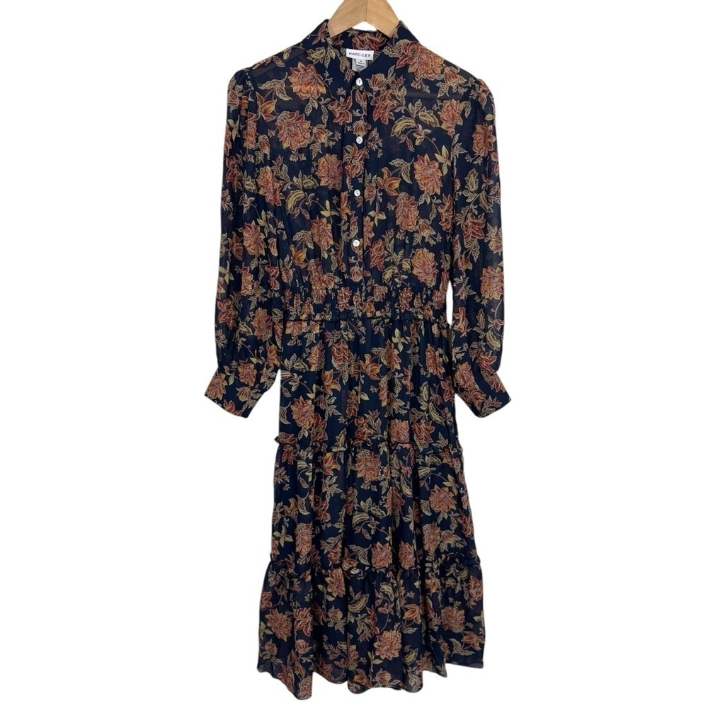 Kate & Lily Semi Sheer Long Sleeve Dress Womens 8 Tiered Boho Prairie Maxi EUC!